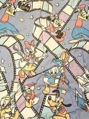 Vintage Mickey Mouse and Friends Twin Flat Sheet Hollywood